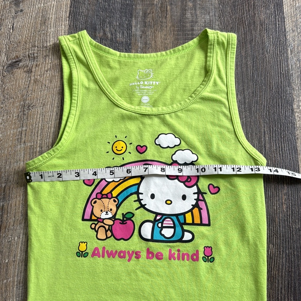 Hello Kitty Hybrid Always Be Kind Cropped Tank Top Neon Green Women’s Size Small - Picture 3 of 6